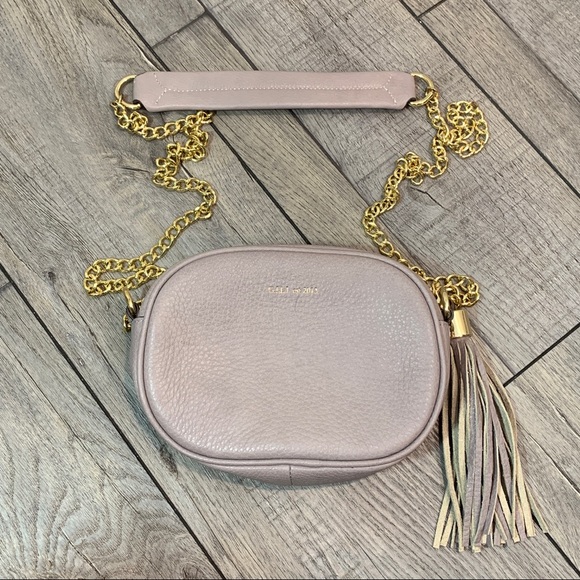 G. I. L. I. Italian Purple Gray Pebbled Leather Crossbody Bag - Picture 1 of 12